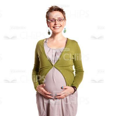 Smiling Pregnant Woman Closed Eyes Cutout Picture-0