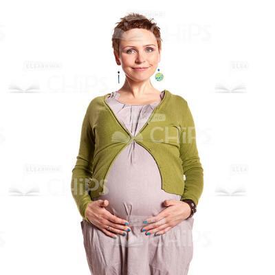 Cutout Picture Of Pregnant Woman Looks Positive-0