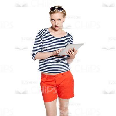 Attractive Young Woman Holding Tablet Cutout Picture-0