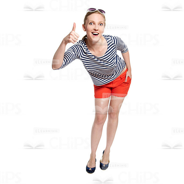Amazed Young Woman Showing Thumb Up Gesture Cutout Picture-0