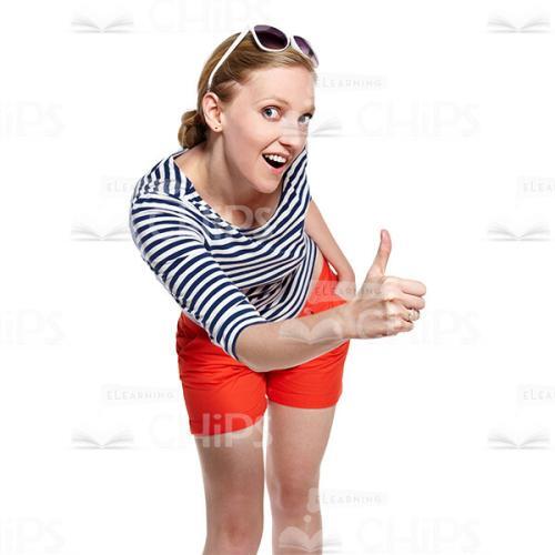 Astonished Young Girl Showing Her Thumb Up Cutout Picture-0