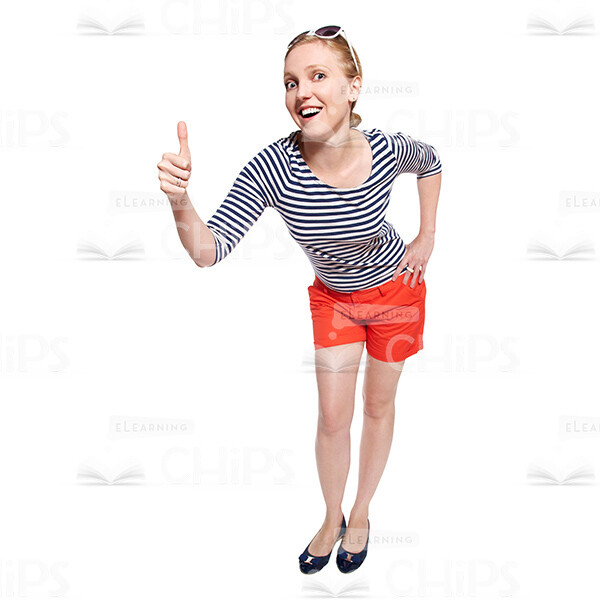 Cutout Picture Of Happy Young Girl Thumb Up Gesture-0