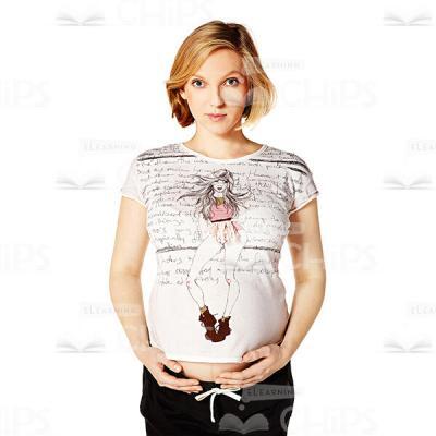 Cutout pregnant Woman Holding Hands On Belly-0