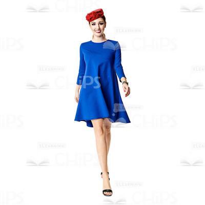 Smiling Woman Wearing Blue Dress Cutout Picture-0