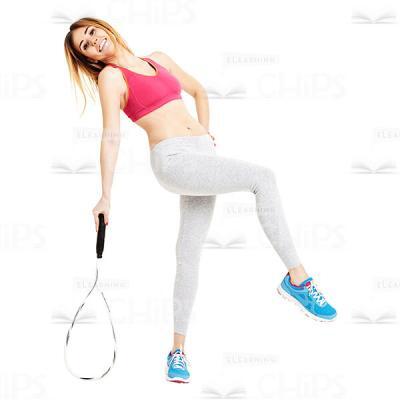 Happy Young Girl With Tennis Racket Cutout Image-0