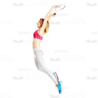 Handsome Girl With Racket Jumping Up Cutout Side View-0