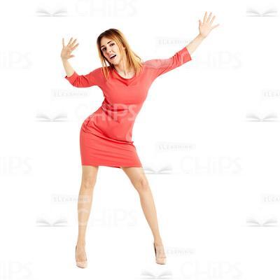 Excited Girl Throwing Hands Up Cutout Photo-0