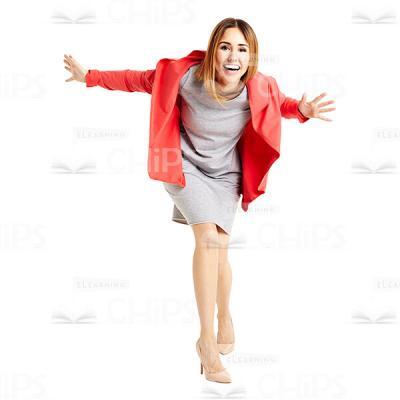 Happy Young Lady Spreads Arms To Sides Cutout Image-0