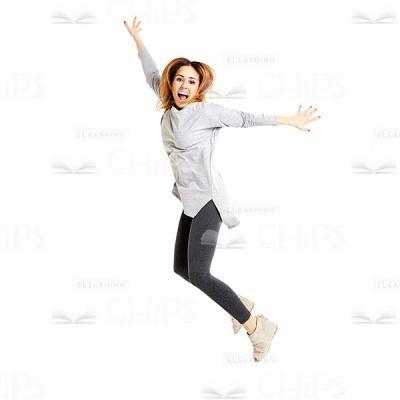 Extremely Happy Young Girl Jumping Up Cutout Photo-0