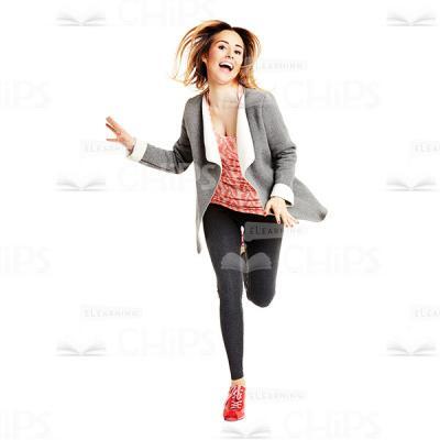 Excited Girl Running Towards Camera Cutout Photo-0