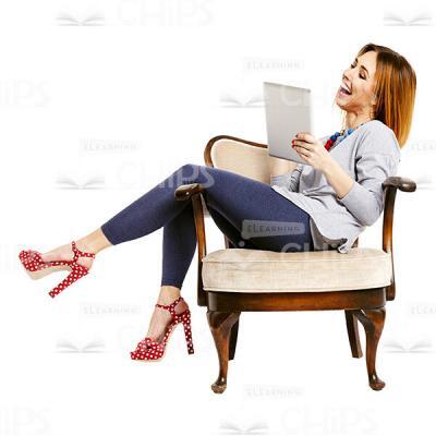 Young Lady With Tablet Laughing Cutout Picture-0