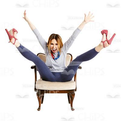 Cutout Image Of Extremely Happy Woman Sitting On A Lounge Chair -0
