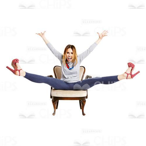 Cutout Image Of Extremely Happy Woman Sitting On A Lounge Chair With Raised Legs-0