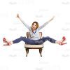 Cutout Image Of Sitting Extremely Happy Woman With Raised Arms And Legs-0
