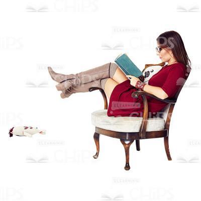 Cutout Image Of Sitting On A Lounge Chair Reading Woman -0