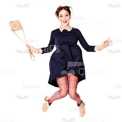 Cutout Image of Funny Young Woman Leaping Upwards-0