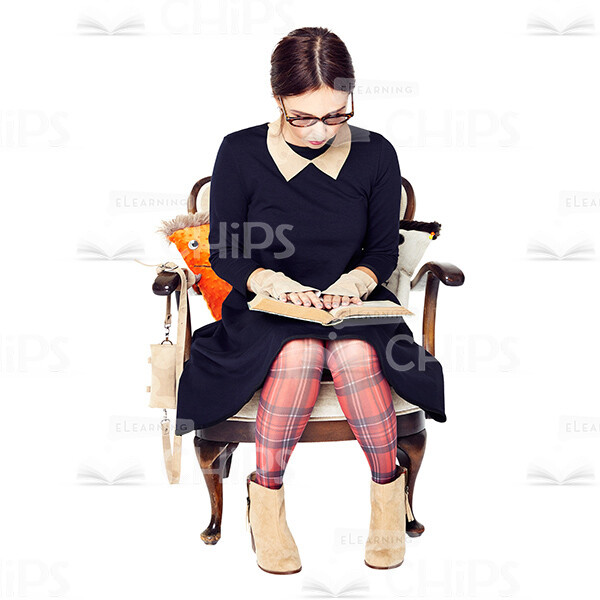Cutout Character of Pretty Young Woman in Glasses Reading a Book-0 Cutout Character of Pretty Young Woman in Glasses Reading a Book-0
