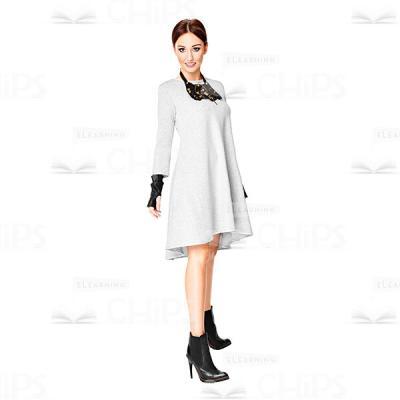 Cutout Character of a Beautiful Young Woman in a Short Grey Dress-0