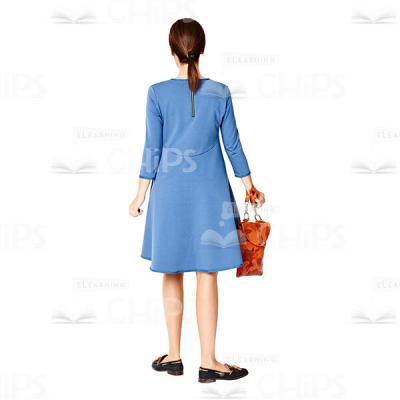 Cutout Image of Pretty Young Woman in a Blue Dress Standing Back-0