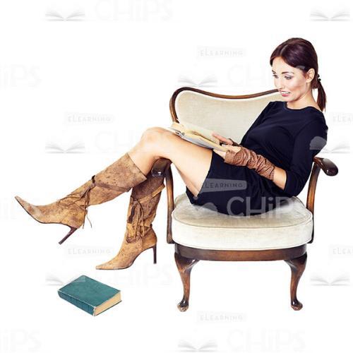 Cutout Image Of Pretty Sitting On A Lounge Chair Reading Woman -0