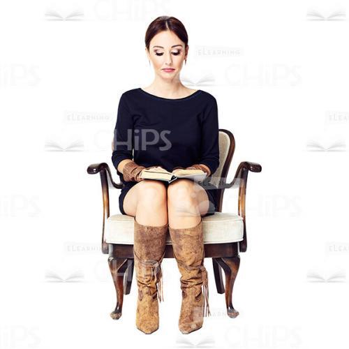 Cutout Image Of Pretty Sitting On A Lounge Chair Reading Girl-0