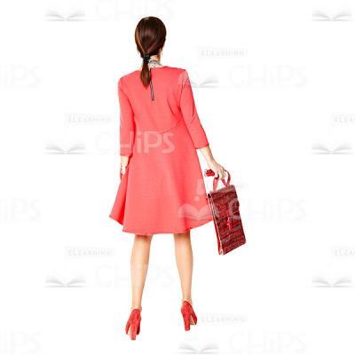 Back View Of Young Girl In Red Dress Cutout Image-0