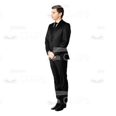 Closed Eyes Standing Young Businessman Cutout Photo-0