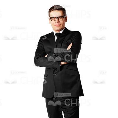 Slightly Smiling Young Man In Eyeglasses Cutout Photo-0