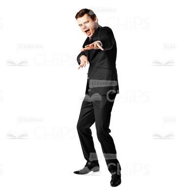 Half-Turned Excited Businessman With Outstretched Arms Cutout Photo-0