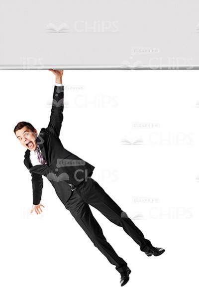 Hanging Young Businessman Cutout Photo-0