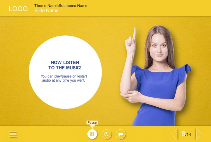 Audio Slide With Cutout Woman Character — Storyline Course Player