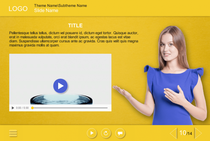 Slide With Video Player And Cutout Female Tutor — Storyline Course Player Sample