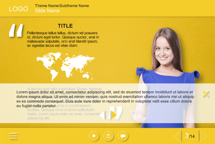 Pretty Cutout Woman Over Yellow Background— eLearning Template