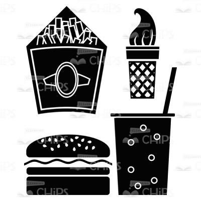 Vector Black Colored Fast Food Icon Set-0