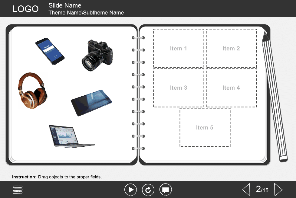 Test with Drag and Drop Method — Download eLearning Template for Storyline Test with Drag and Drop Method — Download eLearning Template for Storyline