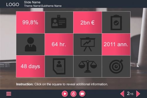 Grid with Red Clickable Squares — Storyline Template-0