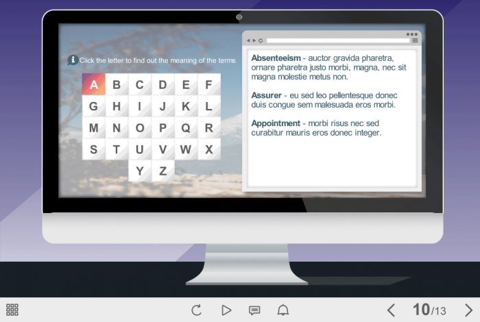 Glossary With Clickable Letters — Download Articulate Storyline Templates