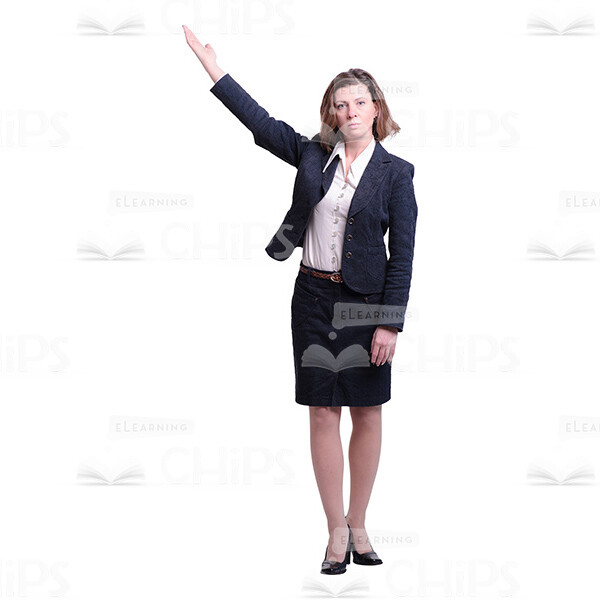 Emotionless Businesswoman Presenting Gesture Cutout-0