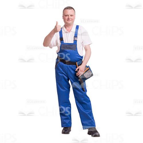 Cutout Image of Pleased Middle-aged Constructor Showing Thumb Up-0