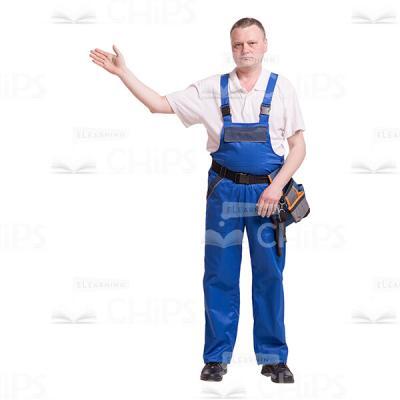 Cutout Image of Serious Middle-aged Worker Pointing to the Right-0