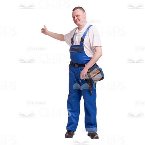 Cutout Image of Middle-aged Worker Inviting with His Right Hand-0