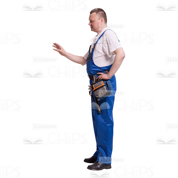 Cutout Picture of Middle-aged Worker Standing Sideways Talking and Gesticulating-0