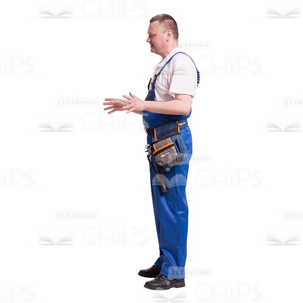 Cutout Picture of Middle-aged Worker Throwing Elbows All the Way-0