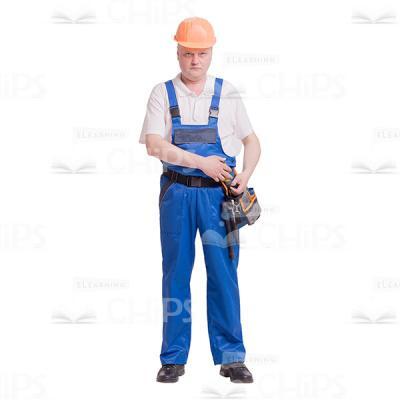 Cutout Picture of Middle-aged Worker Pulling out Instruments from Tool Belt-0