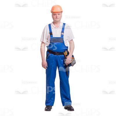 Cutout Picture of Calm Middle-aged Worker in a Hard Hat Looking at the Camera-0