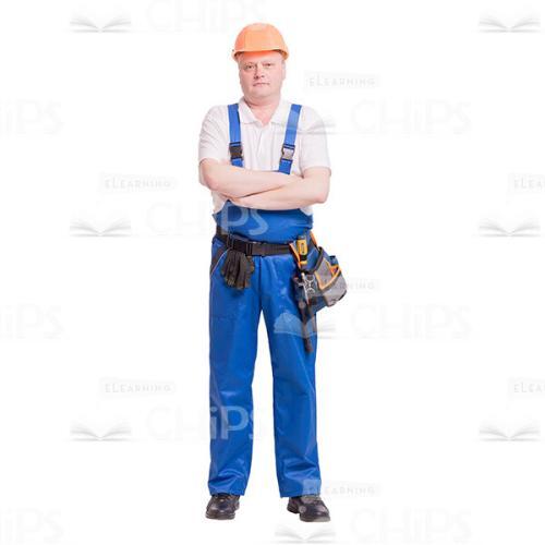 Discreet Constructor in Orange Hard Hat with Crossed Arms Cutout Image-0