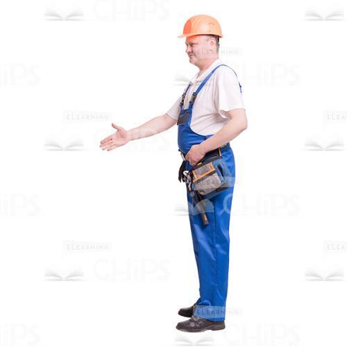 Smiling Greeting Constructor in Orange Hard Hat Cutout Photo-0