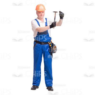 Cutout Photo of Middle-aged Constructor Pounding Nails-0