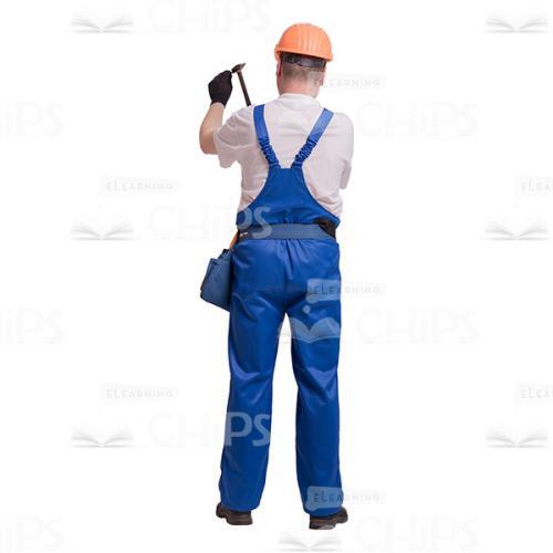 Builder Using Hammer Back View Cutout Photo-0