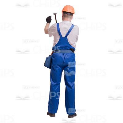 Cutout Photo Of Builder With Hammer Back View-0